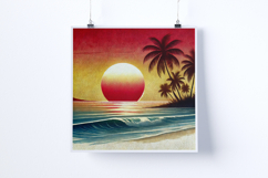 Sunrise on a tropical beach - Digital Illustrations Product Image 5