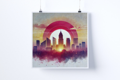 Sunrise over a large city - Digital Illustrations Product Image 2