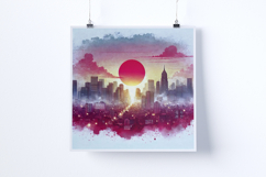 Sunrise over a large city - Digital Illustrations Product Image 3