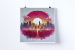 Sunrise over a large city - Digital Illustrations Product Image 4