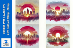 Sunrise over a large city - Digital Illustrations Product Image 1