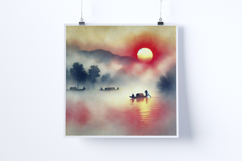 Sunrise over a misty river - Digital Illustrations Product Image 3