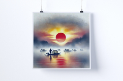 Sunrise over a misty river - Digital Illustrations Product Image 4