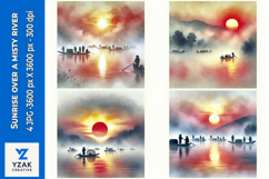 Sunrise over a misty river - Digital Illustrations Product Image 1