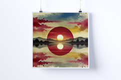 Sunrise over a peaceful lake - Digital Illustrations Product Image 2
