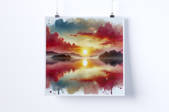 Sunrise over a peaceful lake - Digital Illustrations Product Image 3