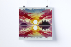 Sunrise over a peaceful lake - Digital Illustrations Product Image 4