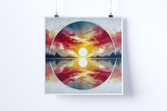 Sunrise over a peaceful lake - Digital Illustrations Product Image 5