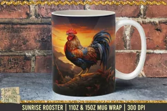 Sunrise Rooster Mug Wrap | 300 dpi Sublimation PNG |Farm PNG Product Image 1