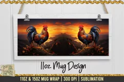 Sunrise Rooster Mug Wrap | 300 dpi Sublimation PNG |Farm PNG Product Image 2