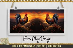 Sunrise Rooster Mug Wrap | 300 dpi Sublimation PNG |Farm PNG Product Image 3