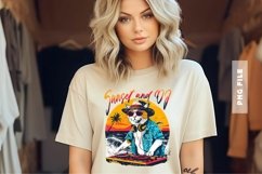 Sunset and DJ Cat Music T-shirt Design