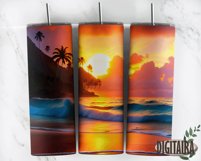 Tropical Beach Sunset Tumbler Design, Realistic Sunset PNG Product Image 5