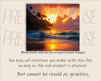 Tropical Beach Sunset Tumbler Design, Realistic Sunset PNG Product Image 3