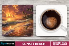 Sunset Beach Square Coaster Product Image 1