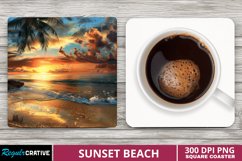 Sunset Beach Square Coaster Product Image 1