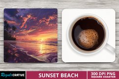 Sunset Beach Square Coaster Product Image 1