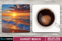 Sunset Beach Square Coaster Product Image 1