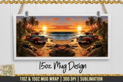 Vintage Pickup Truck - Sunset Beach Mug Wrap | 300 dpi SPNG Product Image 3