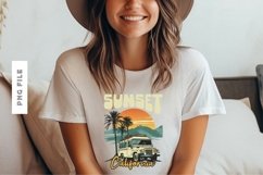 Sunset California in Car T-shirt Design