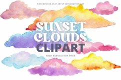 Pastel Sunset Clouds Watercolor Clip Art Sublimation Set Product Image 1