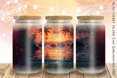 Sunset can glass wrap, summer libbey can glass design Product Image 1