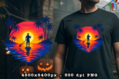Sunset Paddle Boarding PNG Design