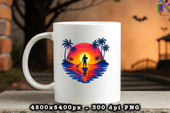 Sunset Paddle Boarding PNG Design