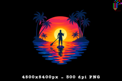 Sunset Paddle Boarding PNG Design
