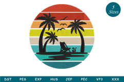 Sunset Palam Tree Machine Embroidery Product Image 1