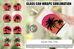 Glass Can Sunset Palm Tree Product Image 1