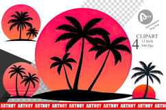 Sunset Palm Tree Clipart Product Image 1
