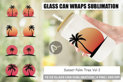 Glass Can Sunset Palm Tree Product Image 1