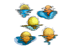 sunset sea set sketch hand drawn Product Image 1