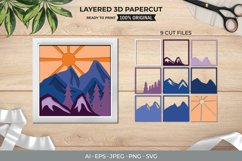 3D Shadowbox Mountain Forest in the Evening Layered Papercut Product Image 1