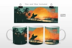 Sunset Surf Paradise Mug Wrap PNG