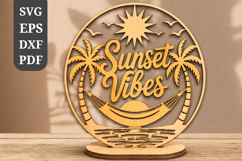 Sunset Vibes Round Sign SVG Product Image 1