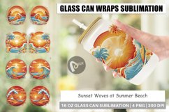 Glass Can Wraps Sunset Waves Beach Product Image 1