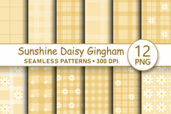 Sunshine yellow daisy gingham seamless pattern png bundle Product Image 1