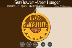 Sunflower Door Hanger Laser Cut Product Image 3