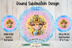 Hello Sunshine Wind Spinner Round Sublimation Design PNG Product Image 1