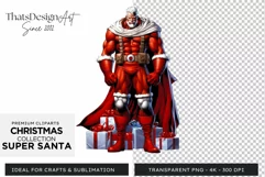 Super Santa Claus Clipart, Christmas PNG Sublimation V4 Product Image 1
