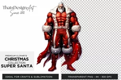 Super Santa Claus Clipart, Christmas PNG Sublimation V8 Product Image 1
