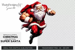 Super Santa Claus Clipart, Christmas PNG Sublimation V9 Product Image 1