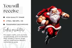 Super Santa Claus Clipart, Christmas PNG Sublimation V9 Product Image 2