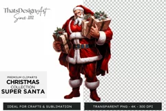 Super Santa Claus Clipart, Christmas PNG Sublimation V10 Product Image 1