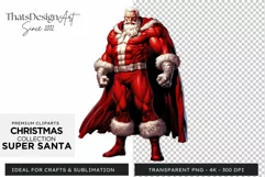 Super Santa Claus Clipart, Christmas PNG Sublimation V2 Product Image 1