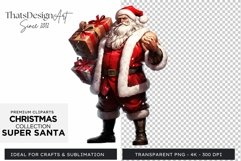 Super Santa Claus Clipart, Christmas PNG Sublimation V5 Product Image 1