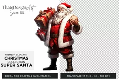 Super Santa Claus Clipart, Christmas PNG Sublimation V5 Product Image 1