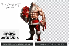 Super Santa Claus Clipart, Christmas PNG Sublimation V6 Product Image 1